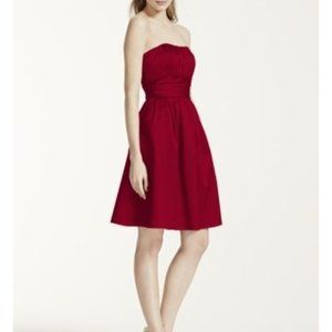 David's Bridal Red Strapless Dress